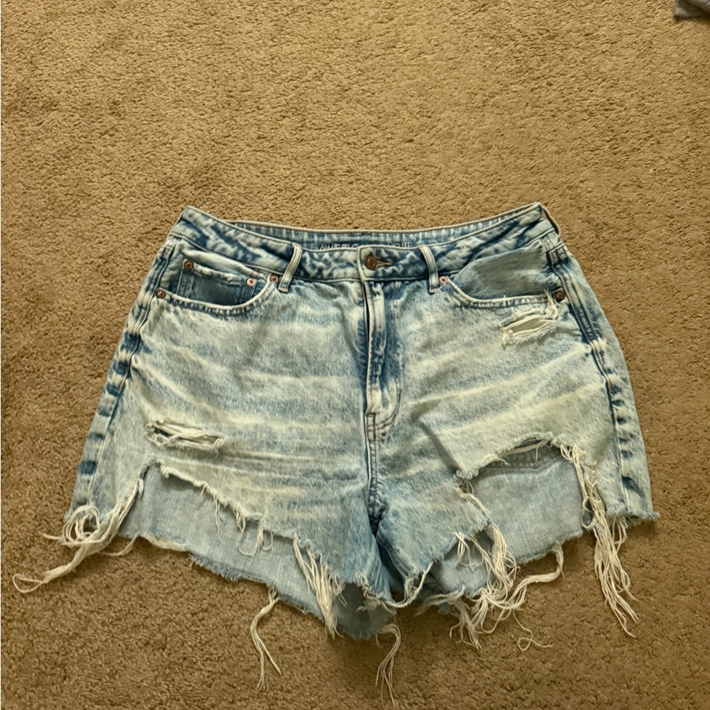 American eagle tom girl distressed light Jean shorts size 14